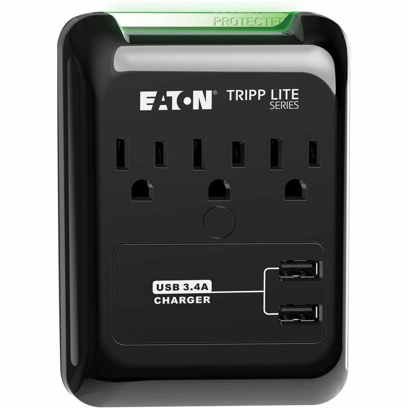 Tripp Lite by Eaton Protect It! 3-Outlet Surge Protector Direct Plug-In 540 Joules 3.4 A USB Charger Diagnostic LED - Thumbnail 1