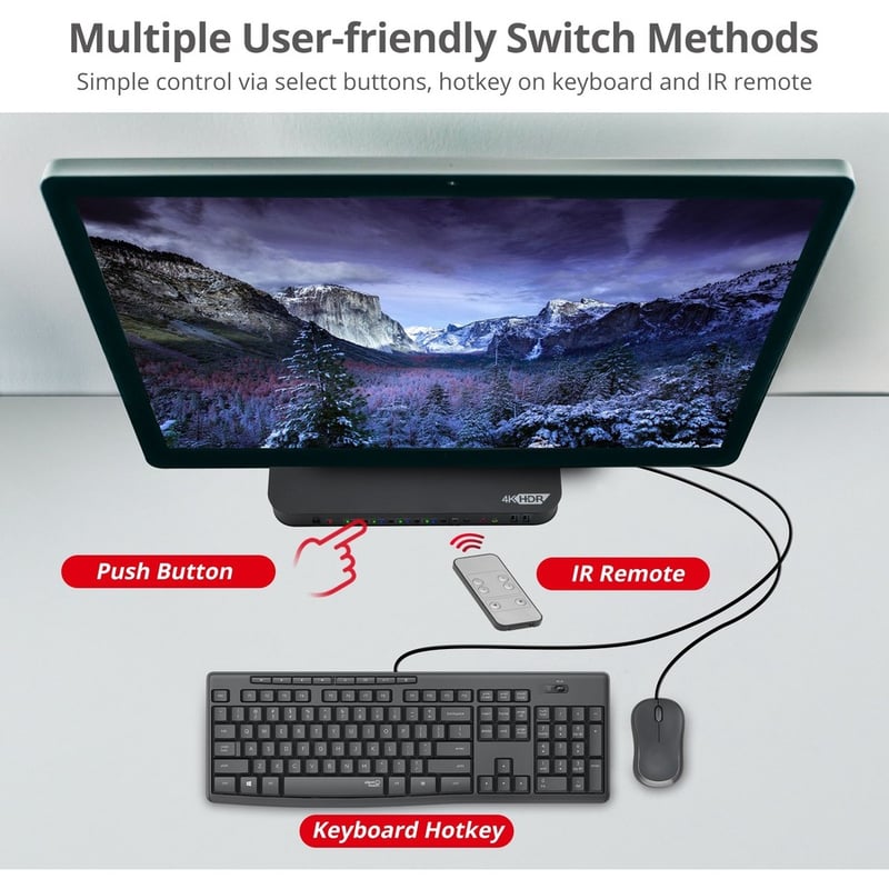 SIIG 4x1 HDMI 4K HDR KVM USB 3.0 Switch with Remote Control - Thumbnail 5