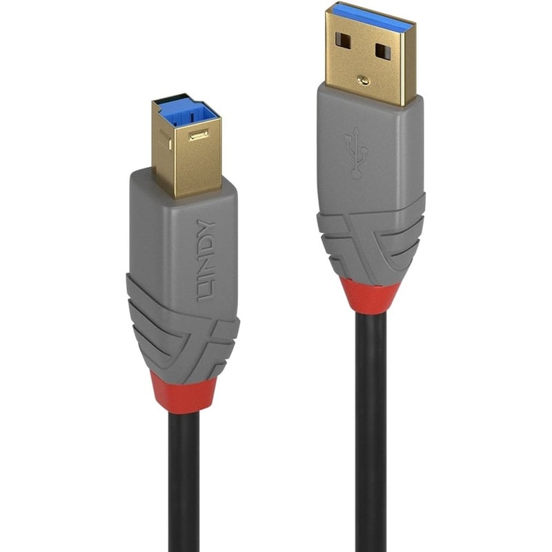 LINDY 1m USB 3.0 Type A to B Cable, Anthra Line - Thumbnail 1