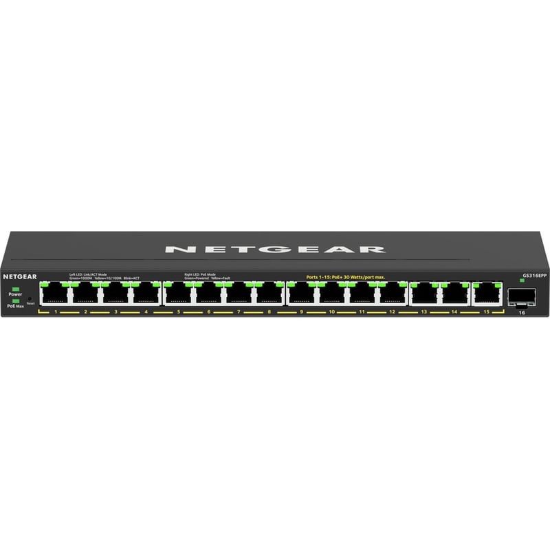 Netgear 16-Port High-Power PoE+ Gigabit Ethernet Plus Switch (231W) with 1 SFP Port - Thumbnail 4