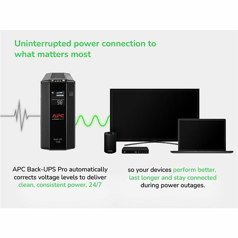 APC by Schneider Electric Back UPS Pro BX1000M, Compact Tower, 1000VA, AVR, LCD, 120V - Thumbnail 3