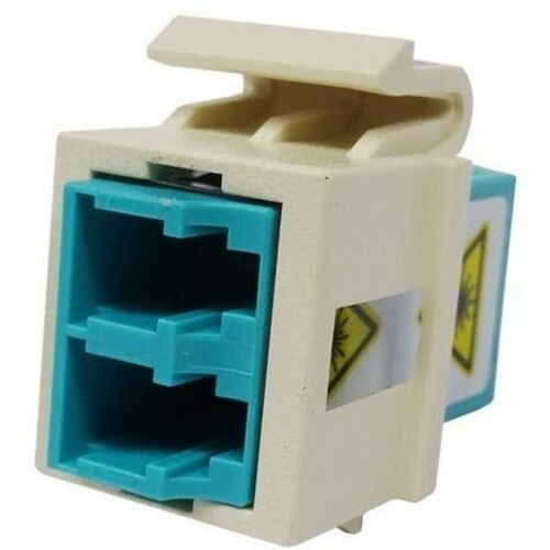 Ortronics 1-LC (2 fibers) fiber Keystone module, Aqua adapater, Wiremold Ivory Housing - Thumbnail 1