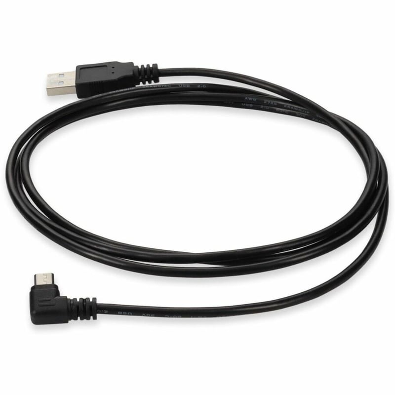 AddOn 6ft USB 2.0 (A) Male to Micro-USB 2.0 (B) Right-Angle Male Black Cable - Thumbnail 2