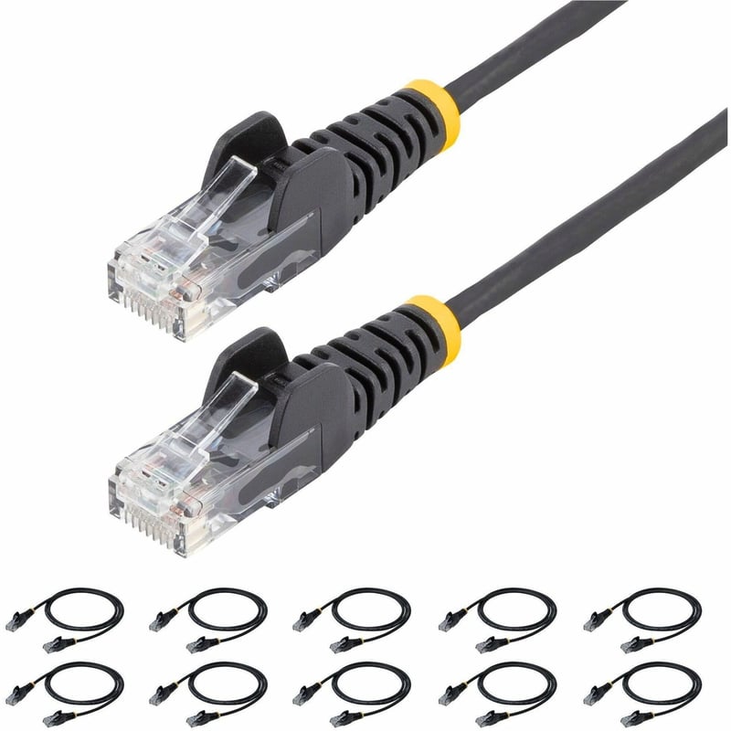SLIM CAT6 CABLE 10 PACK BLACK SLIM SNAGLESS RJ45 UTP PATCH CABLE - Thumbnail 1