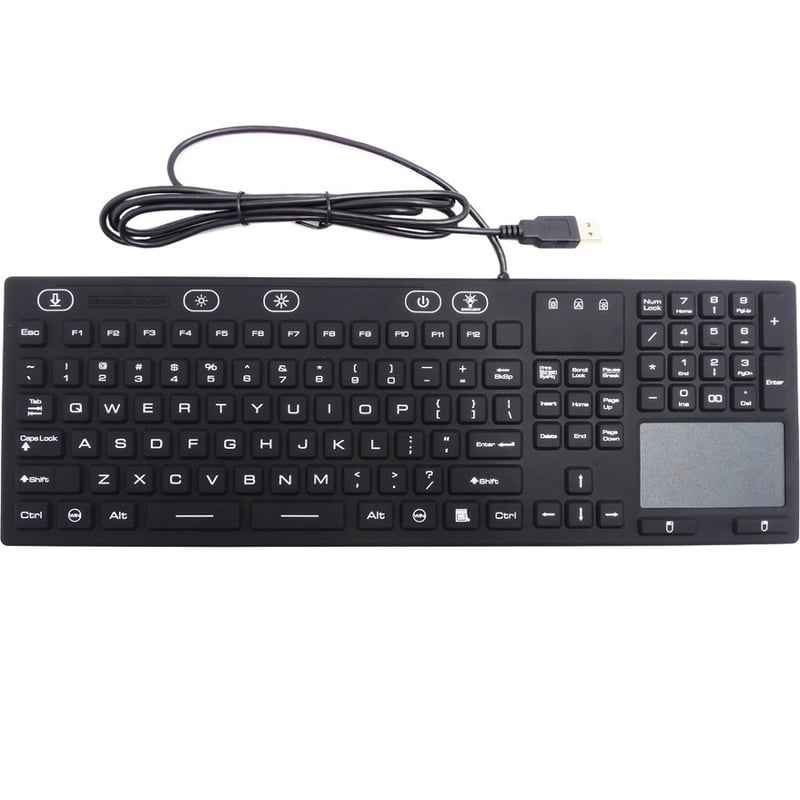 DSI WATERPROOF IP68 FULL SIZE KEYBOARD WITH TOUCHPAD, LED BACKLIT - Thumbnail 1