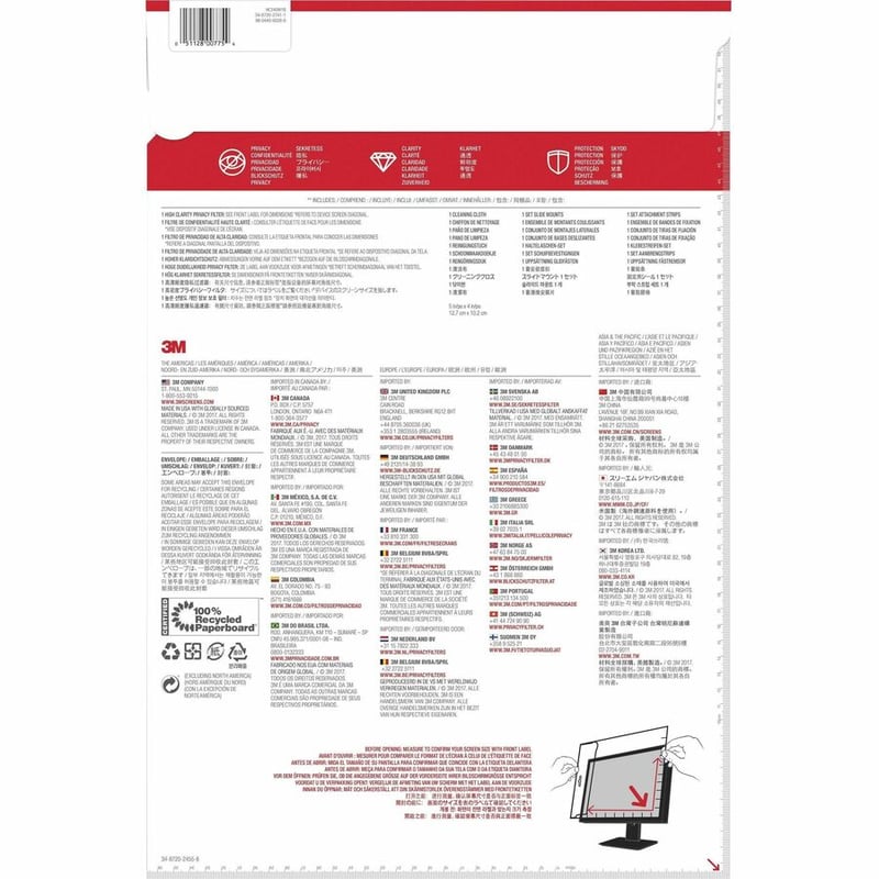 3M High Clarity Privacy Filter for 24in Monitor, 16:10, HC240W1B - Thumbnail 5