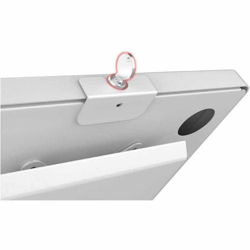 CTA Digital Premium Locking Floor Stand Kiosk with Universal Security Enclosure, Keyboard Tray, and Storage Compartment (White) - Thumbnail 5