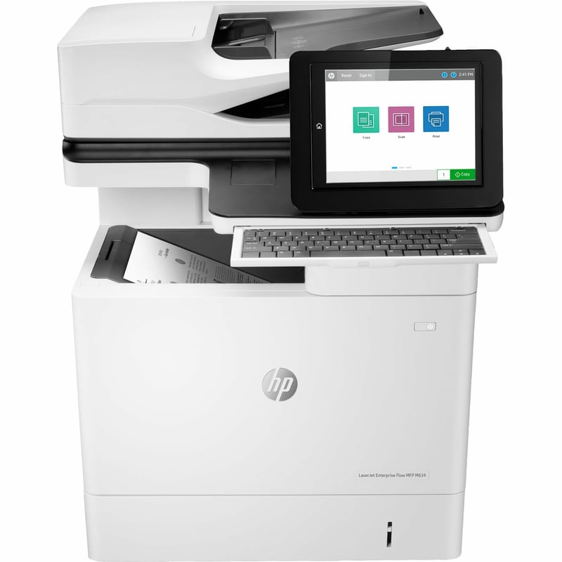 HP LaserJet M634h Laser Multifunction Printer-Monochrome-Copier/Scanner-52 ppm Mono Print-1200x1200 Print-Automatic Duplex Print-300000 Pages Monthly-650 sheets Input-Color Scanner-600 Optical Scan-Gigabit Ethernet - Thumbnail 1
