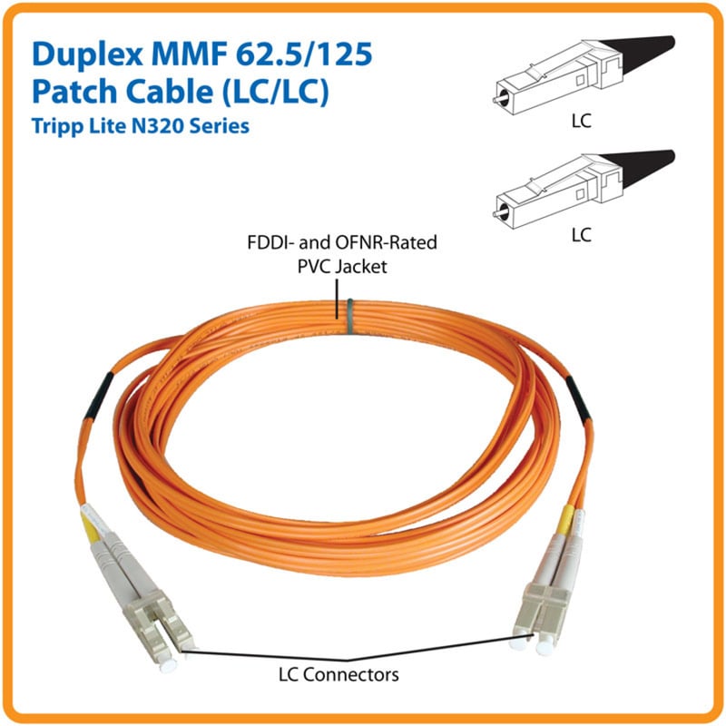 Eaton Tripp Lite Series Duplex Multimode 62.5/125 Fiber Patch Cable (LC/LC), 61M (200 ft.) - Thumbnail 2