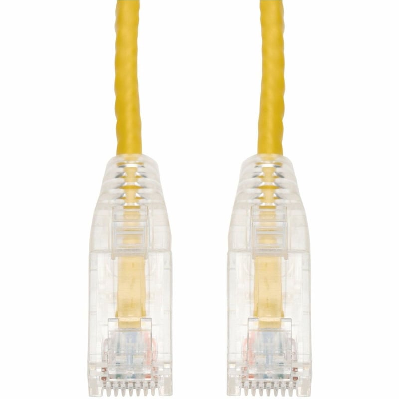 AddOn 7ft Yellow CAT 6 Slim Plenum-Rated Ethernet Cable Snagless Clear-Claw RJ-45 M/M - Thumbnail 1