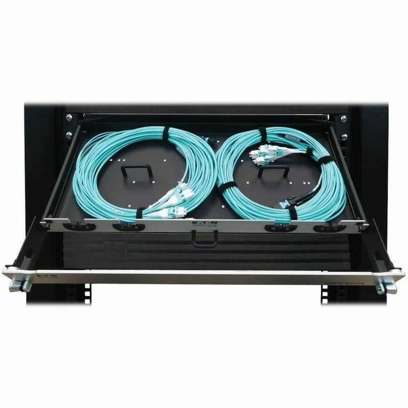 Eaton Tripp Lite Series Preloaded Fiber Panel, 1U - 2x (12F MTP/MPO-PC to 4x LC Duplex F/M) 8F Trunk Cables, OM4 Multimode, 20 m (65.6 ft.) - Thumbnail 3
