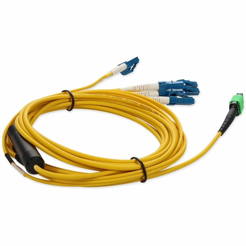 AddOn 1.5m MPO/APC to 4xLC/UPC Duplex Yellow OS2 LSZH 8-Strand SMF Fiber Fanout Cable - Thumbnail 5