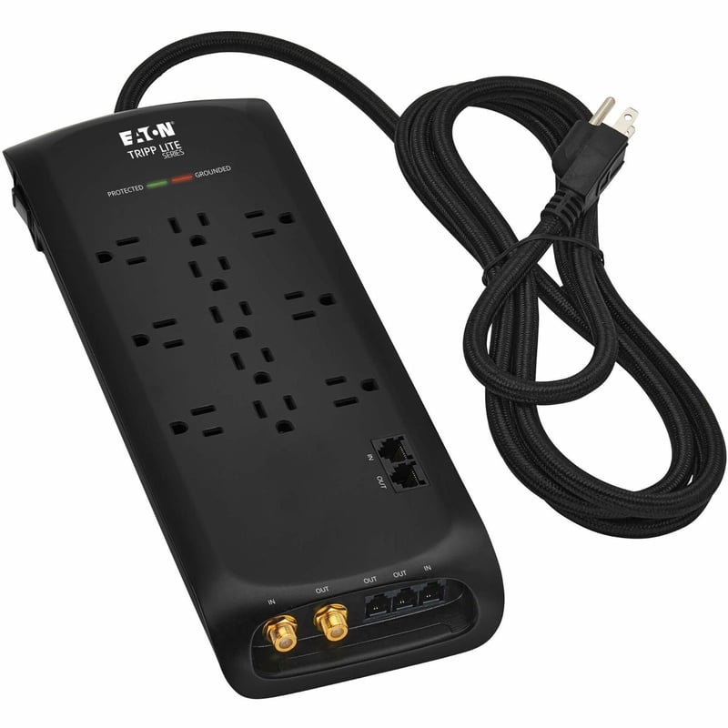 11-OUTLET SURGE PROTECTOR 5-15R 4200J TEL/MODEM/COAX/GBE 8FT CORD - Thumbnail 1