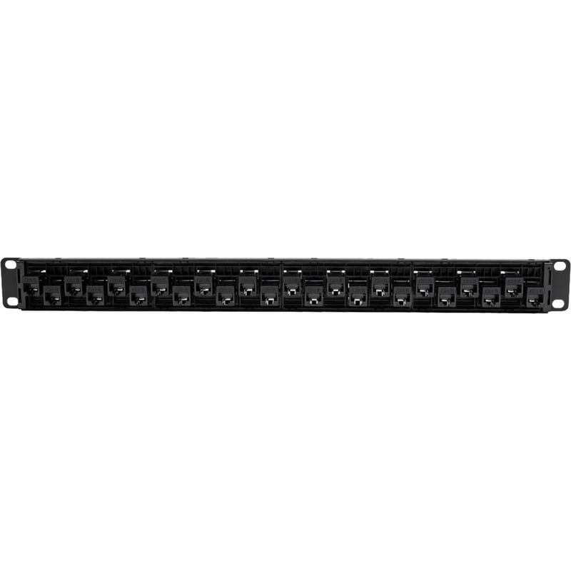 Tripp Lite by Eaton 24-Port 1U Rack-Mount Cat5e/6 Offset Feed-Through Patch Panel with Cable Management Bar RJ45 Ethernet TAA - Thumbnail 2