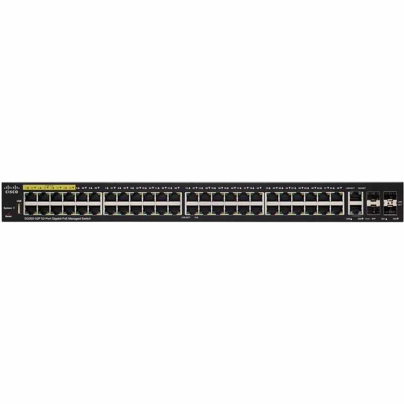 CISCO SG350-52P 52-PORTGIGABITPOEMANAGEDSWITCHREMANUFACTURED - Thumbnail 2