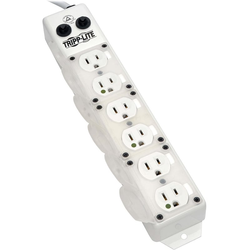 Tripp Lite by Eaton Safe-IT UL 1363A Medical-Grade Power Strip for Patient-Care Vicinity 6x Hospital-Grade Outlets 15 ft. Right-Angle Cord - Thumbnail 1