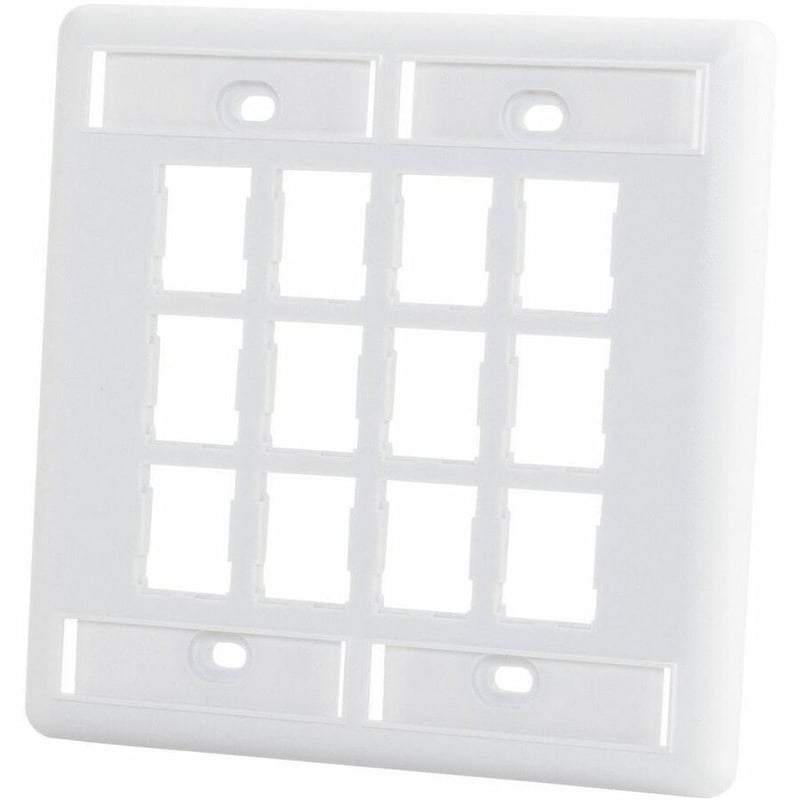 Ortronics HDJ 12 Port Double Gang Faceplate, With Label Field, Cloud White - Thumbnail 2