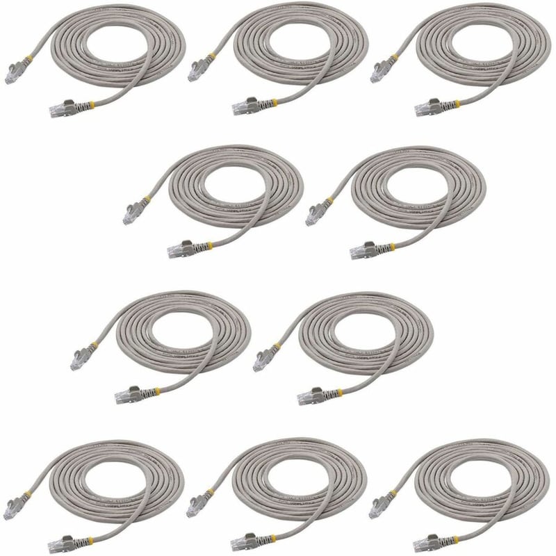 StarTech.com 10 ft. CAT6 Ethernet Cable - 10 Pack - ETL Verified - Gray CAT6 Patch Cord - Snagless RJ45 Connectors - 24 AWG - UTP - Thumbnail 2