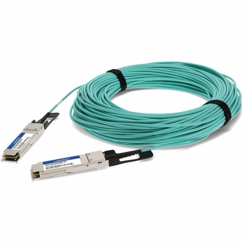 AddOn MSA and TAA Compliant 40GBase-AOC QSFP+ to QSFP+ Active Optical Cable (850nm, MMF, 90m) - Thumbnail 1