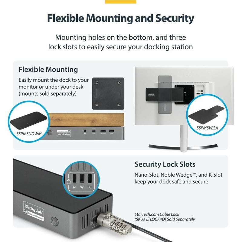 TRIPLE-MONITOR DOCKING STATION 4K 60HZ HDMI/DISPLAYPORT TAA - Thumbnail 2