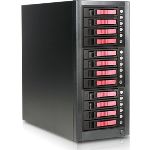RAIDage JAGE9BT12HDRD Drive Enclosure 12Gb/s SAS, SATA/600 - Mini-SAS HD Host Interface Tower - Black, Red - Thumbnail 2