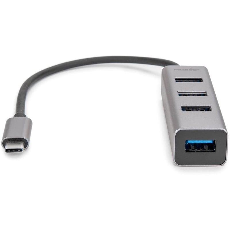 Rocstor Premium Portable 4 Port Aluminum Hub - USB-C to 4x USB-A Hub - USB 3.0 Hub - Bus Powered - USB C to USB Type-A Hub - USB Type C - External - USB-C 3.1 to 4 USB Type-A 3.0 Port(s) USB-A - For MacBook, MacBook Air© - Thumbnail 2