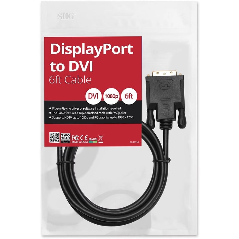 SIIG DisplayPort to DVI 6ft Cable - Thumbnail 5