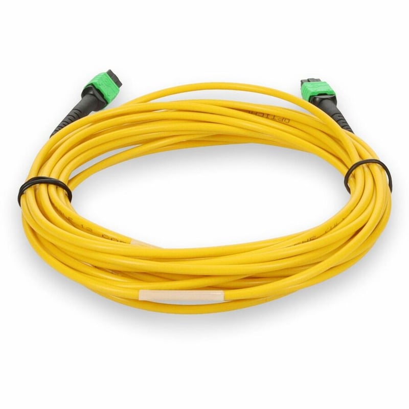 AddOn 10m MPO/APC to MPO/APC Yellow OS2 OFNR (Riser-Rated) 12-Strand SMF Fiber Patch Cable - Thumbnail 4