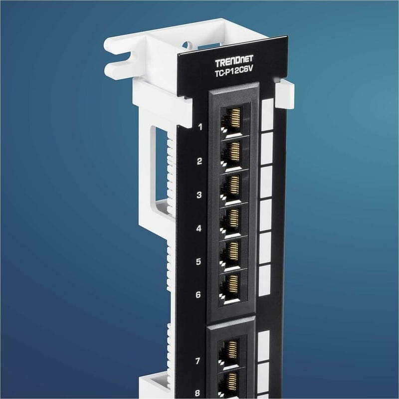 TRENDnet 12-Port Cat6 Unshielded Patch Panel, TC-P12C6V, Wall Mount, Included 89D Bracket, Vertical or Horizontal Installation, Compatible w/ Cat5e & Cat6 RJ45 Cabling, 110 IDC Type Terminal Blocks - Thumbnail 2