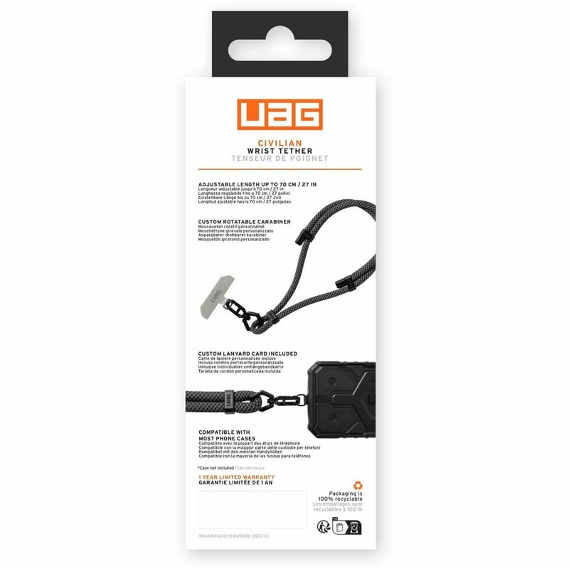 UAG WRIST TETHER LANYARD FOR PHONES - GRAPHITE/BLACK - Thumbnail 2