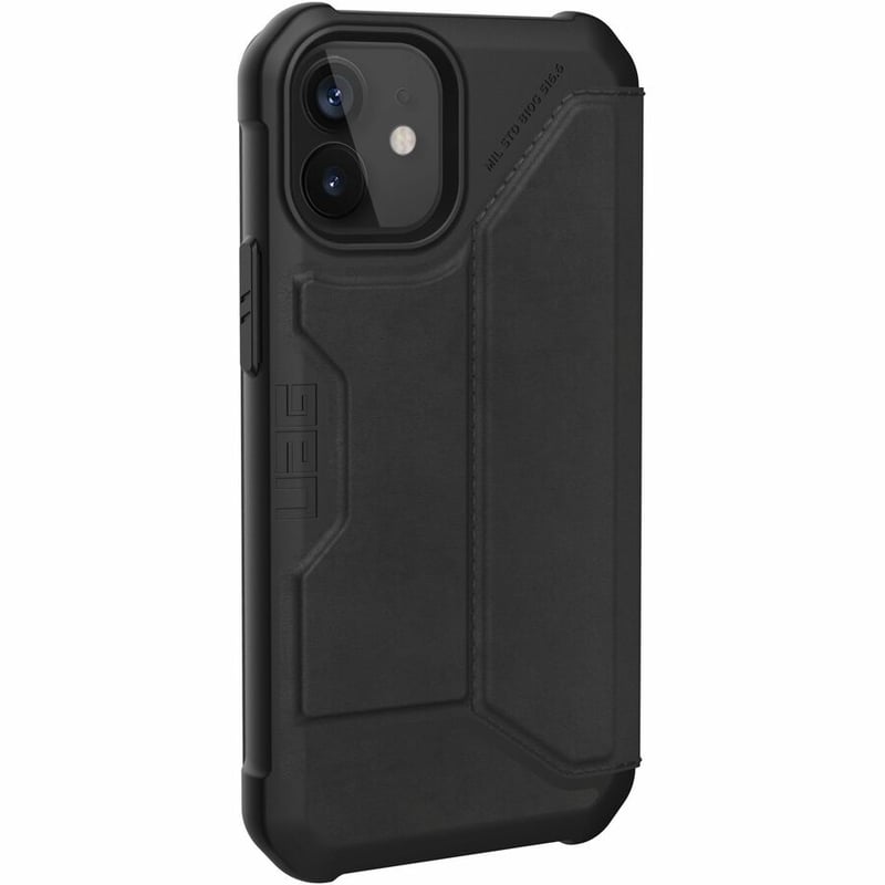 Urban Armor Gear Metropolis Carrying Case (Folio) Apple iPhone 12 mini Smartphone - LTHR ARMR Black - Thumbnail 3