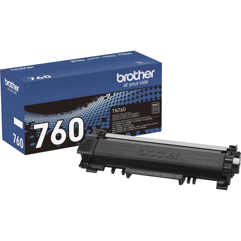Brother Genuine TN-760 High Yield Toner Cartridge - Black - Thumbnail 1