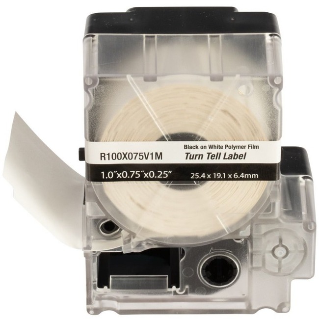 Panduit PXE R100X075V1M MP Printer Turn-Tell Label, Vinyl, White, 0.75"x1" , 0.25"POH - Thumbnail 1