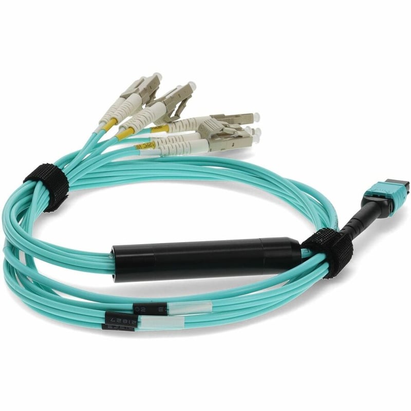 1M FIBER MMF MPO TO 4XLC 50/125 DUPLEX AQUA FANOUT CABL - Thumbnail 5