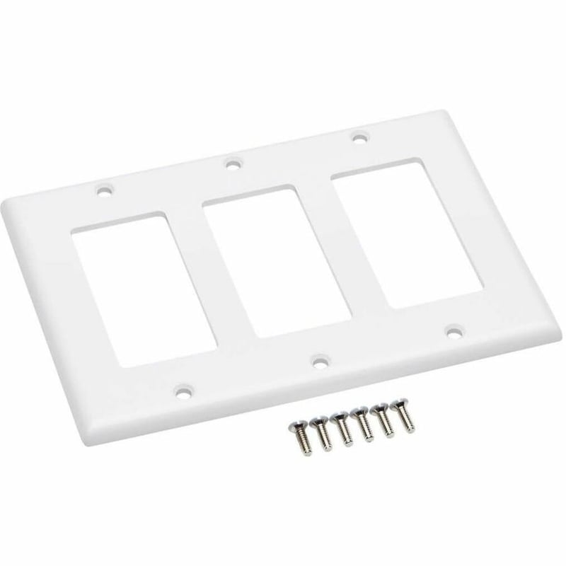 Eaton Tripp Lite Series Triple-Gang Faceplate, Decora Style - Vertical, White, TAA - Thumbnail 5