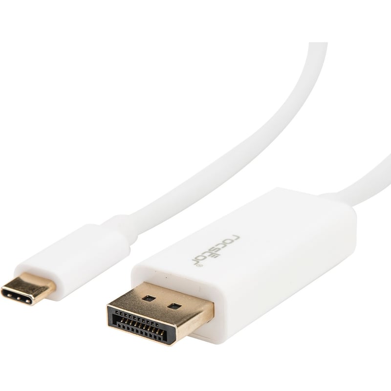 Rocstor Premium 6ft / 2m USB Type C to DisplayPort Cable - USB C to DP Cable - 4K 60Hz - White - DisplayPort/USB for Video Device, Monitor, Workstation, Projector, MacBook, Chromebook, Notebook, Ultrabook, TV - 6ft - 1 Pack - 1 x Type C Male USB - 1 x - - Thumbnail 1