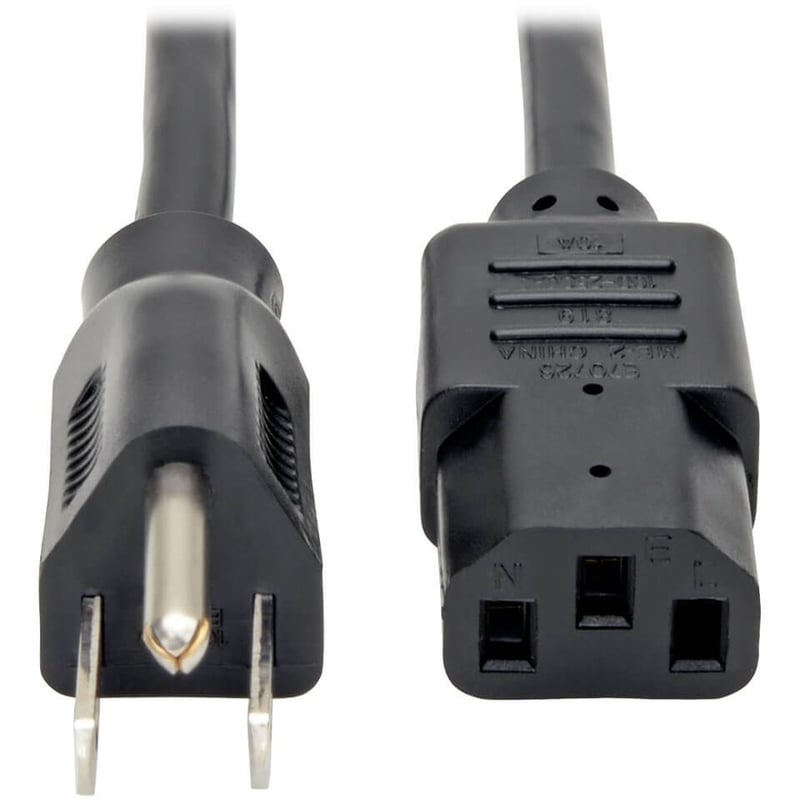Eaton Tripp Lite Series Desktop Computer Power Cord, NEMA 5-15P to C13, 5-Pack - 10A, 125V, 18 AWG, 2 ft. (0.61 m), Black - Thumbnail 1