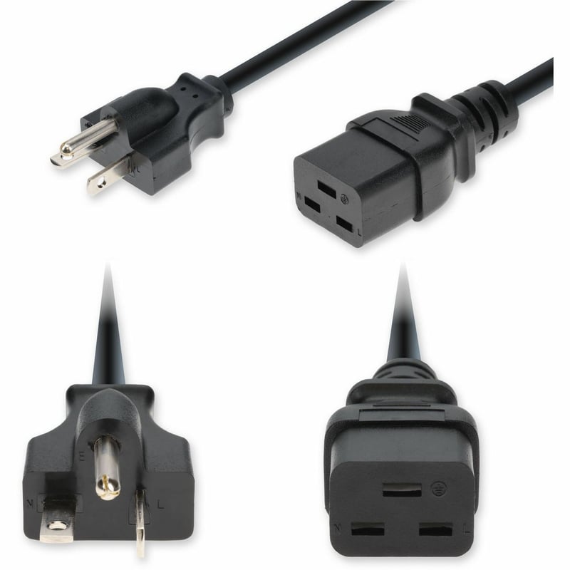 AddOn 3ft NEMA 5-20P Male to C19 Female Industrial Grade 12 AWG 125V at 20A PVC SJT (Service Junior Thermoplastic) Black Power Cable