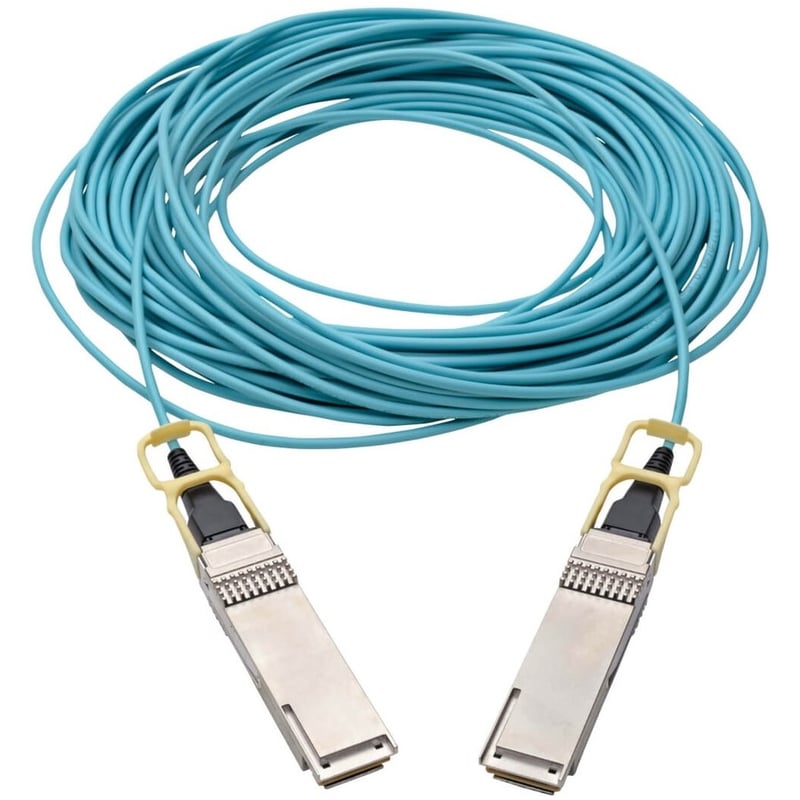 Eaton Tripp Lite Series QSFP28 to QSFP28 Active Optical Cable - 100GbE, AOC, M/M, Aqua, 20M (65.61 ft.) - Thumbnail 2