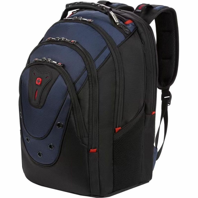 SwissGear Ibex Pro 610264 Carrying Case (Backpack) for 16" Tablet, Notebook, Book, Paperwork, Magazine, Accessories - Black, Navy - Thumbnail 1