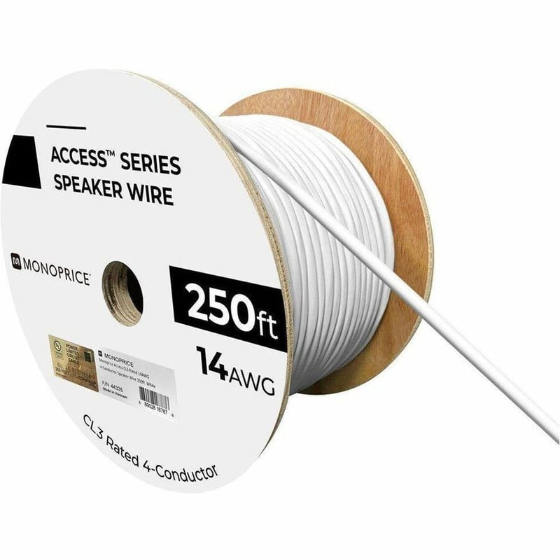 MONOPRICE ACCESS SERIES 14AWG CL3 RATED 4-CONDUCTOR SPEAKER WIRE 250FT WHITE - Thumbnail 4