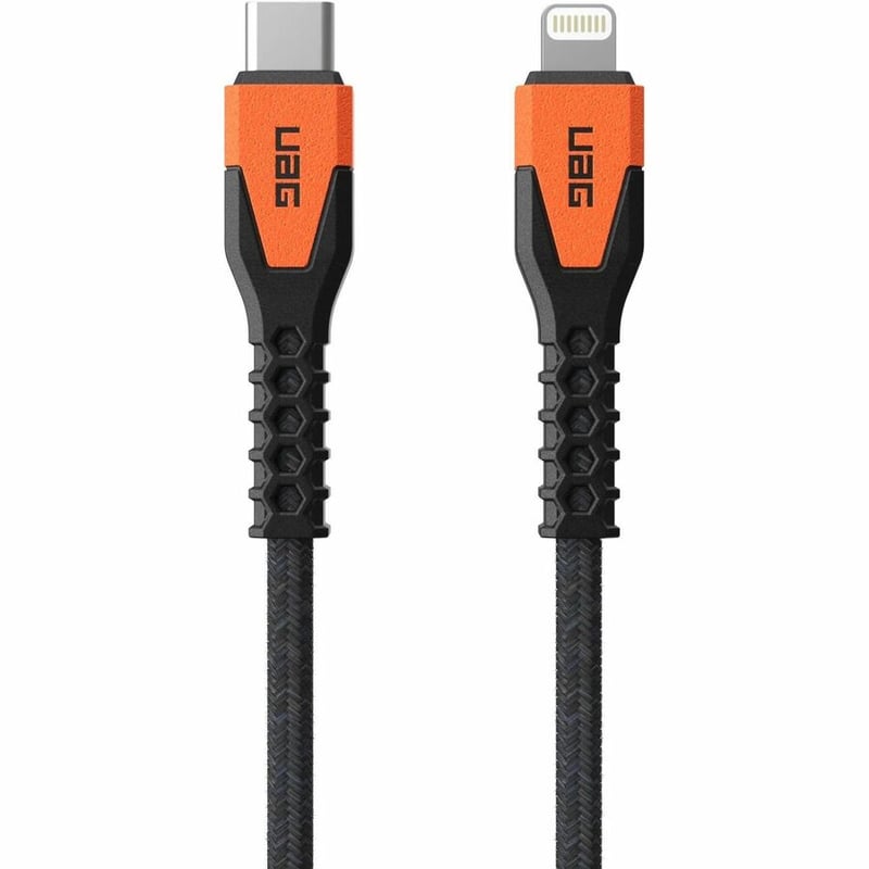 UAG 5FT CHARGING CABLE USB-C TO LIGHTNING - KEVLAR CORE- BLACK/ORANGE - Thumbnail 3