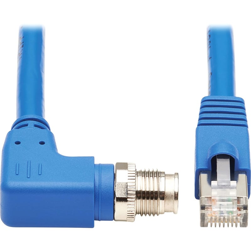 Eaton Tripp Lite Series M12 X-Code Cat6a 10G F/UTP CMR-LP Shielded Ethernet Cable (Right-Angle M12 M/RJ45 M), IP68, PoE, Blue, 10 m (32.8 ft.) - Thumbnail 2
