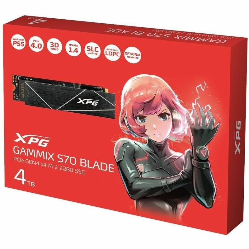 XPG GAMMIX S70 BLADE AGAMMIXS70B-4T-CS 4 TB Solid State Drive - M.2 2280 Internal - PCI Express NVMe (PCI Express NVMe 4.0 x4) - Black - Thumbnail 2