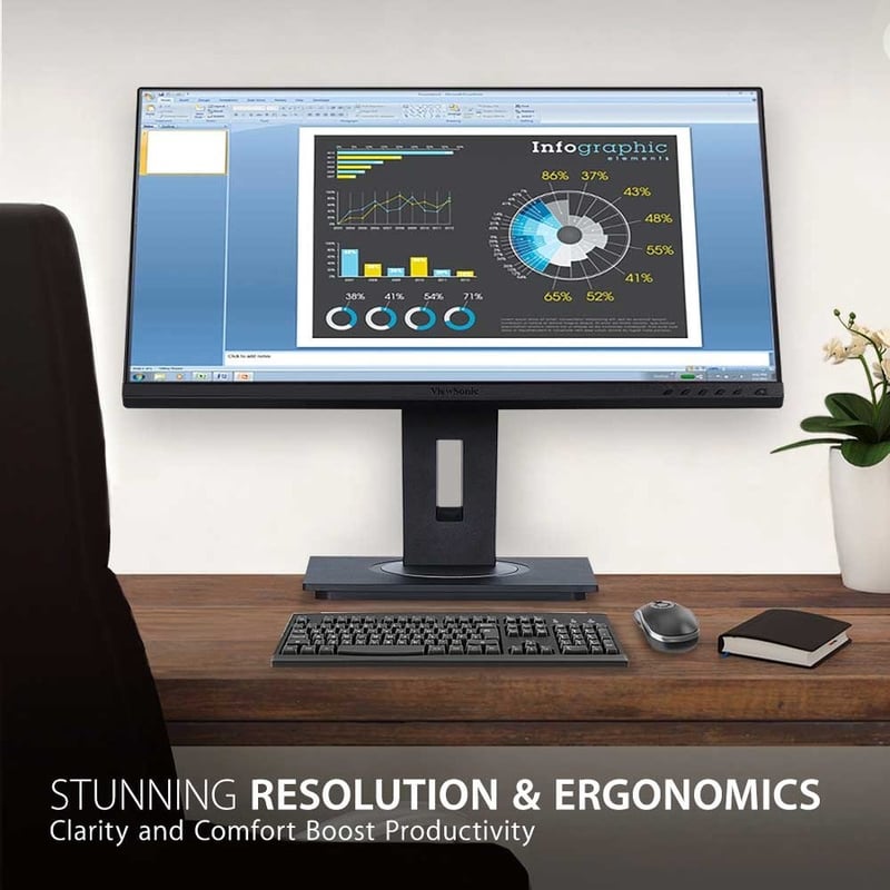 ViewSonic VG2755-2K 27 Inch IPS 1440p Monitor with USB C 3.1, HDMI, DisplayPort and 40 Degree Tilt Ergonomics for Home and Office