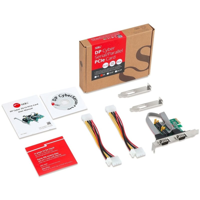 SIIG 2 Port DP Cyber RS-232 2S PCIe Card - 250Kbps - Thumbnail 4