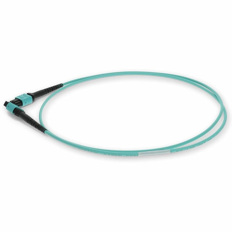AddOn 9m MPO/UPC to MPO/UPC Aqua OM3 OFNR (Riser-Rated) 12-Strand Fiber Patch Cable - Thumbnail 2
