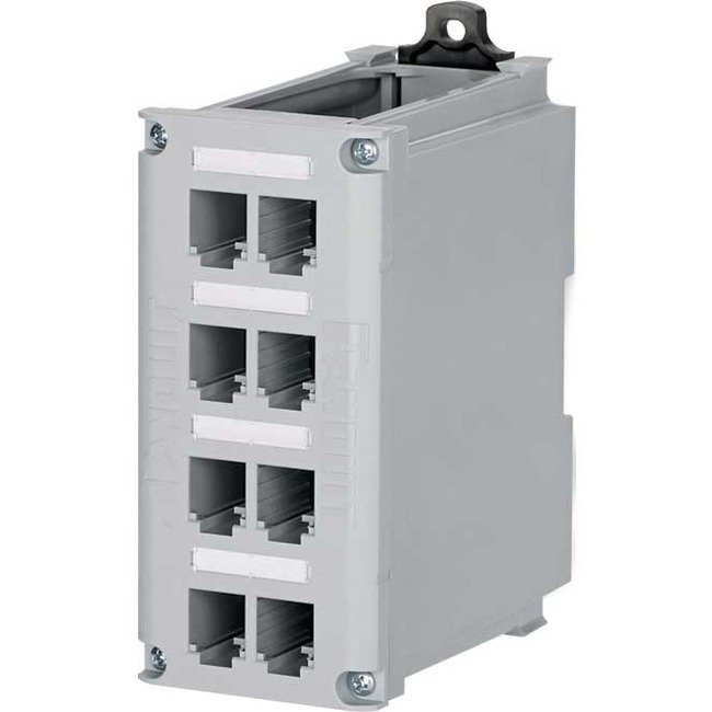 IndustrialNet Mini-Com 8-port DIN Rail Shielded Patch Panel - Thumbnail 1