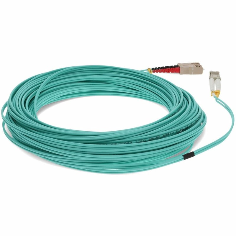 AddOn 12m SC to LC Aqua OM4 Duplex OFNR (Riser-Rated) TAA Fiber Patch Cable - Thumbnail 5