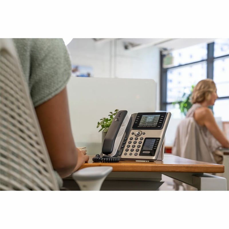 Poly Edge E450 IP Phone - Corded - Corded/Cordless - Wi-Fi, Bluetooth - Desktop - Black - Thumbnail 4